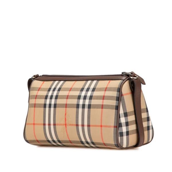 Pre-owned Burberry Haymarket Check Canvas Crossbody Brown
