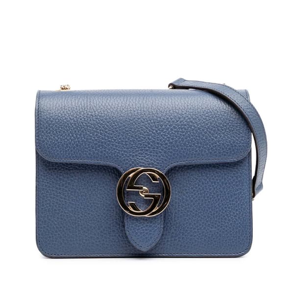 Pre-owned Gucci Small Dollar Calfskin Interlocking G Crossbody Blue
