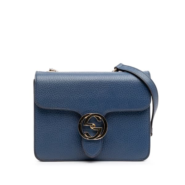 Pre-owned Gucci Small Dollar Calfskin Interlocking G Crossbody Blue