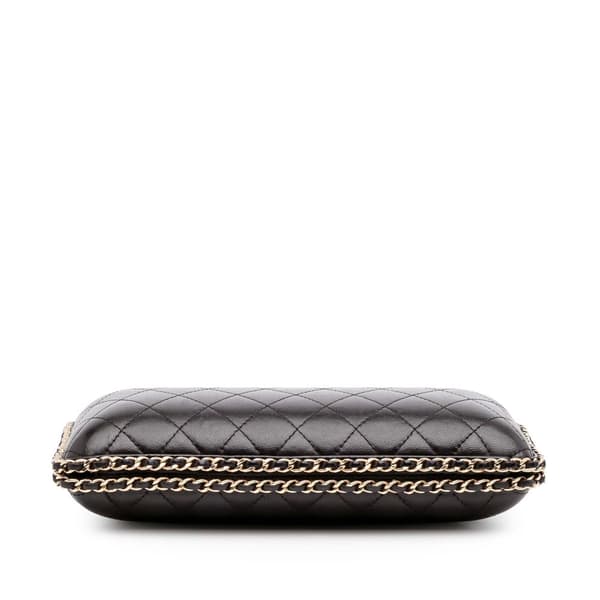 Pre-owned Chanel Quilted Lambskin Chain Around Clutch Black