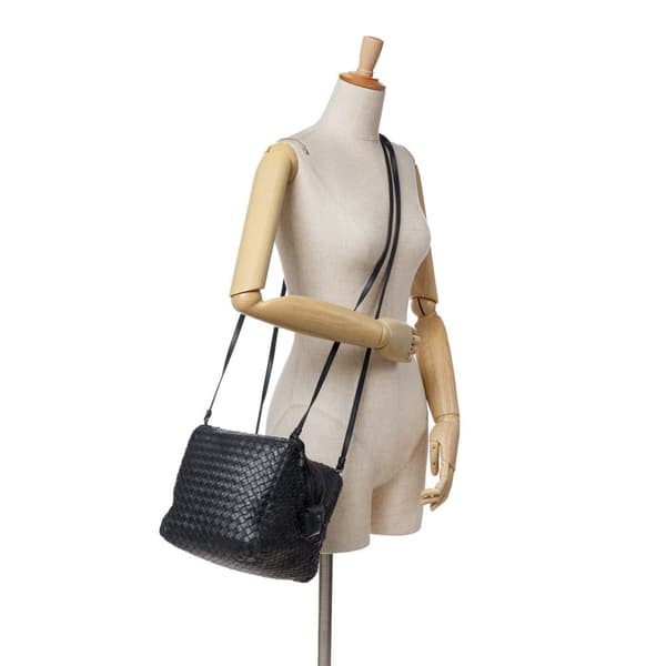 Pre-owned Bottega Veneta Nappa Intrecciato Cube Crossbody Black