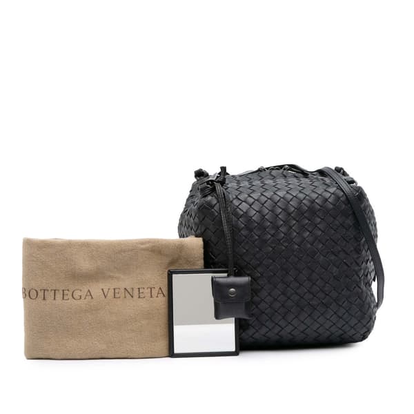 Pre-owned Bottega Veneta Nappa Intrecciato Cube Crossbody Black