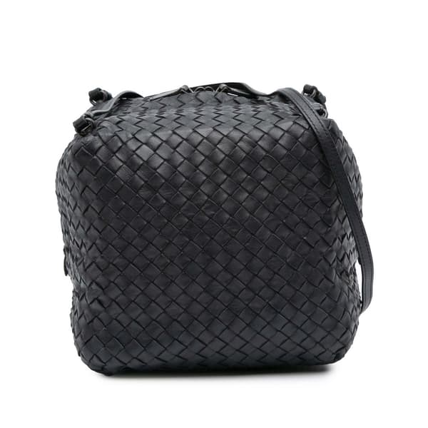 Pre-owned Bottega Veneta Nappa Intrecciato Cube Crossbody Black
