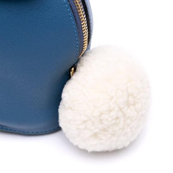 Pre-owned LOEWE Mini Calfskin Shearling Bunny Crossbody Blue