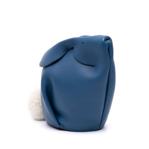 Pre-owned LOEWE Mini Calfskin Shearling Bunny Crossbody Blue
