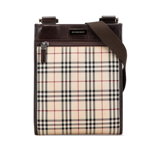 Pre-owned Burberry House Check Canvas Crossbody Brown