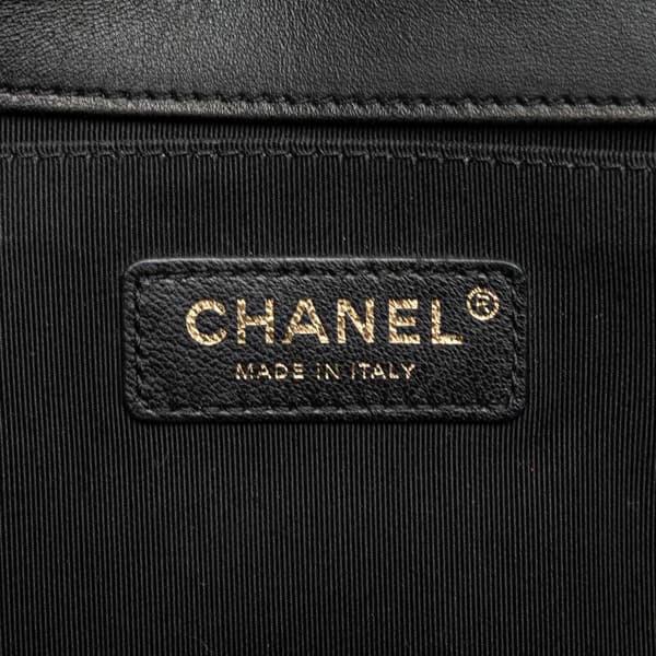 Pre-owned Chanel Old Medium Braided Chevron Cotton and Lambskin Boy Flap Black