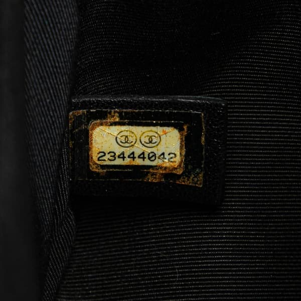 Pre-owned Chanel Old Medium Braided Chevron Cotton and Lambskin Boy Flap Black