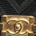 Miniatyrbillede 8 af 10: Pre-owned Chanel Old Medium Braided Chevron Cotton and Lambskin Boy Flap Black