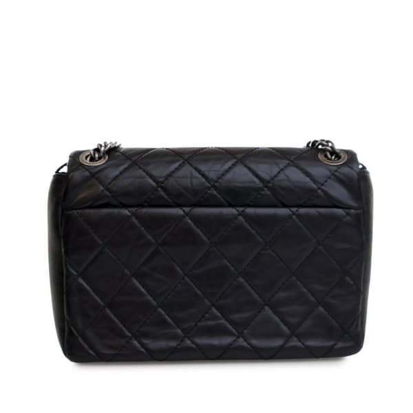 Pre-owned Chanel Quilted Aged Calfskin CC Square Flap Black
