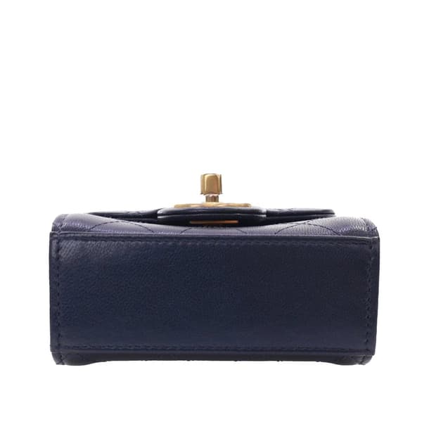 Pre-owned Chanel Mini Goatskin Chic Pearls Clutch On Chain Blue