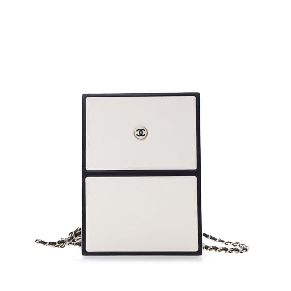 Pre-owned Chanel Calfskin Chanel No.5 Perfume Box Evening Clutch White