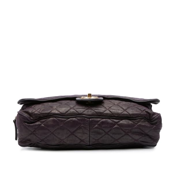 Pre-owned Chanel Large Quilted Iridescent Calfskin Shiva Flap Purple