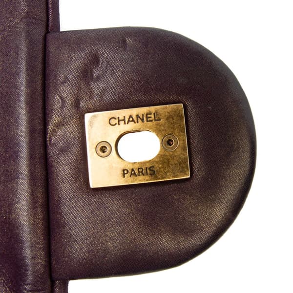 Pre-owned Chanel Large Quilted Iridescent Calfskin Shiva Flap Purple