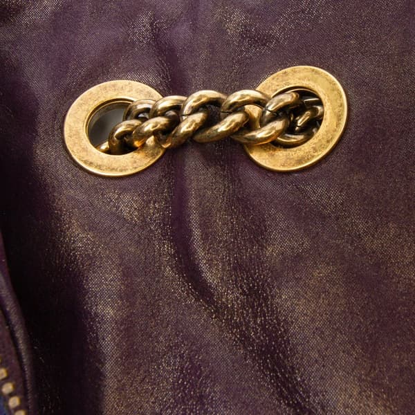 Pre-owned Chanel Large Quilted Iridescent Calfskin Shiva Flap Purple