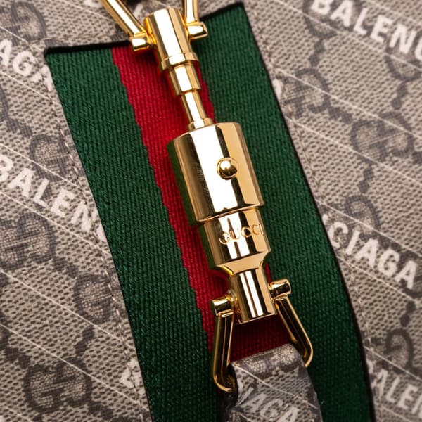 Pre-owned Gucci Balenciaga The Hacker Project Small GG Supreme Web Jackie 1961 Brown
