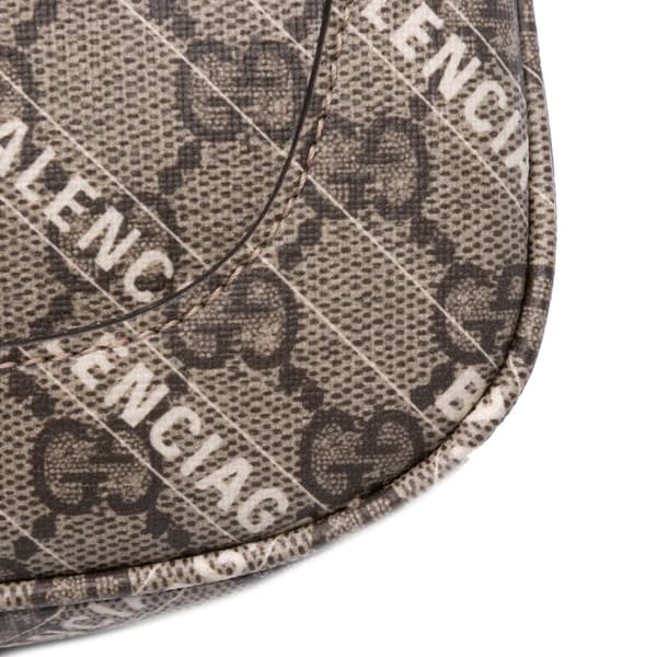 Pre-owned Gucci Balenciaga The Hacker Project Small GG Supreme Web Jackie 1961 Brown