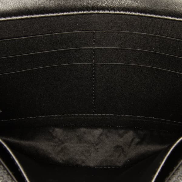Pre-owned Chanel CC Quilted Crinkled Patent Wallet On Chain Black
