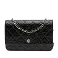 Miniatyrbild 1 av 10: Pre-owned Chanel CC Quilted Crinkled Patent Wallet On Chain Black