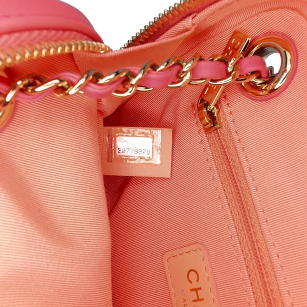 Pre-owned Chanel Lambskin Giant Crystal CC Camera Bag Pink