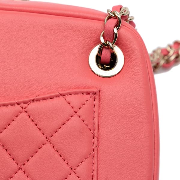 Pre-owned Chanel Lambskin Giant Crystal CC Camera Bag Pink