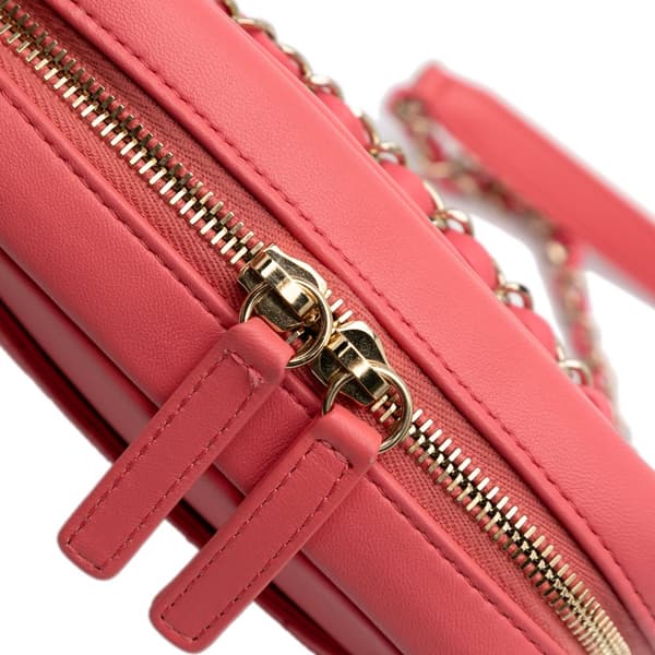 Pre-owned Chanel Lambskin Giant Crystal CC Camera Bag Pink