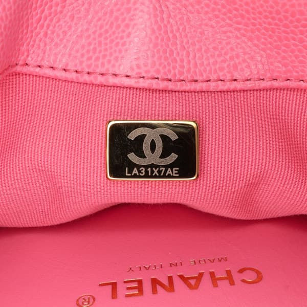 Pre-owned Chanel Mini CC Quilted Caviar Messenger Flap Pink