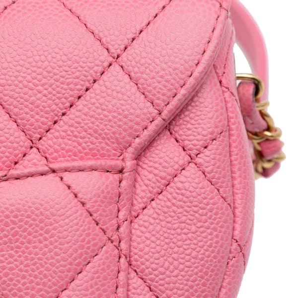 Pre-owned Chanel Mini CC Quilted Caviar Messenger Flap Pink