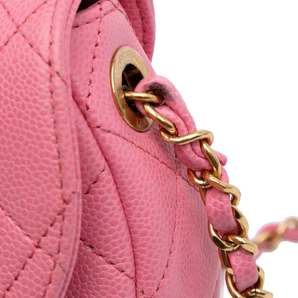 Pre-owned Chanel Mini CC Quilted Caviar Messenger Flap Pink