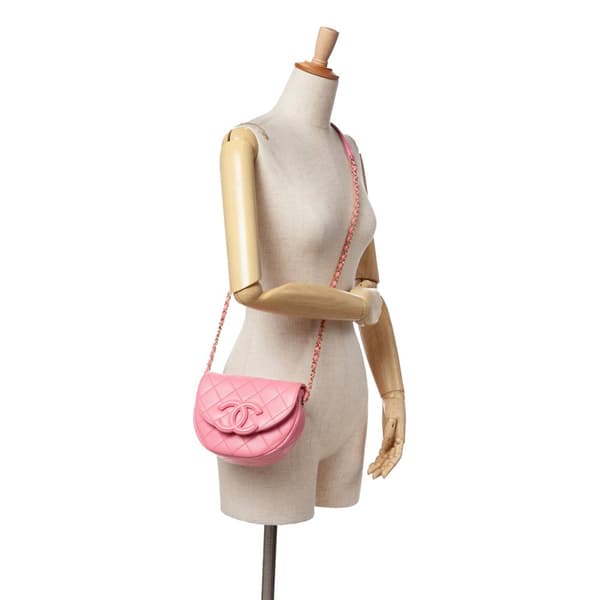 Pre-owned Chanel Mini CC Quilted Caviar Messenger Flap Pink