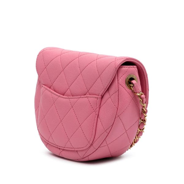 Pre-owned Chanel Mini CC Quilted Caviar Messenger Flap Pink