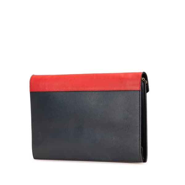 Pre-owned Celine Large Tricolor Leather Pocket Envelope Flap on Chain Blue