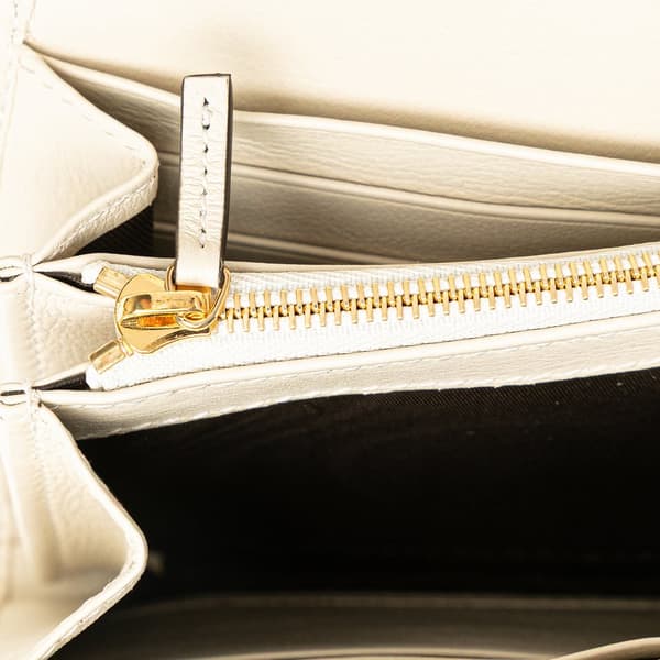 Pre-owned Gucci Medium Calfskin Blondie Wallet on Chain White