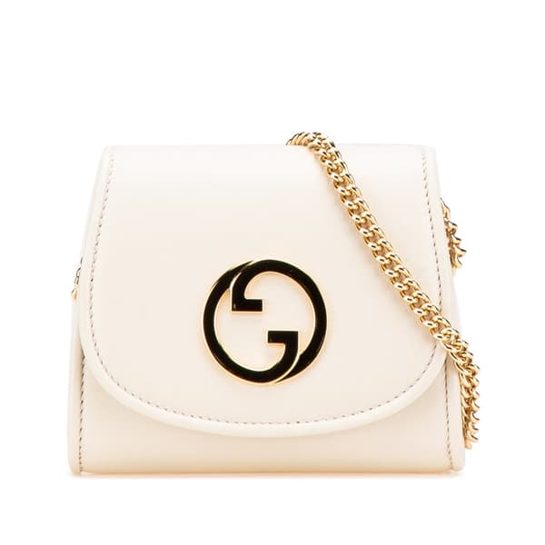 Pre-owned Gucci Medium Calfskin Blondie Wallet on Chain White