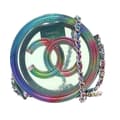 Pikkukuva 1 / 10: Pre-owned Chanel PVC and Metallic Lambskin CC Filigree Round Clutch with Chain Green