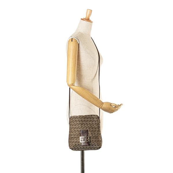 Pre-owned Fendi Zucchino Canvas Crossbody Brown