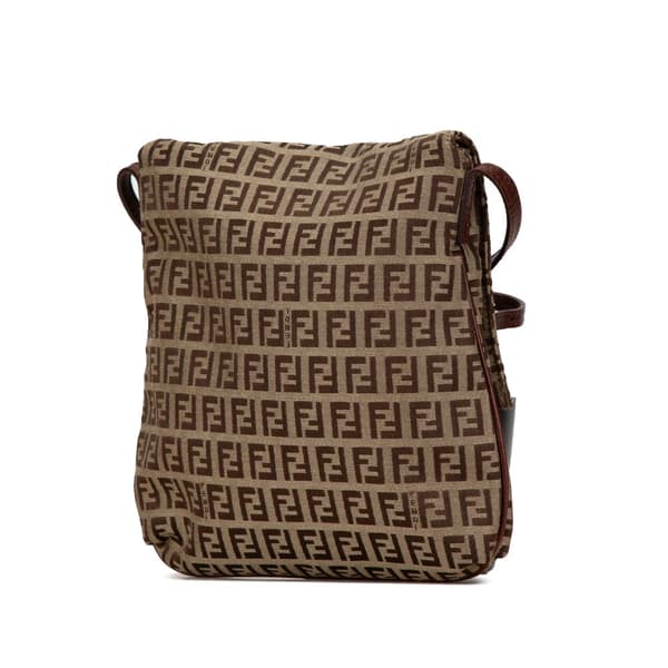 Pre-owned Fendi Zucchino Canvas Crossbody Brown
