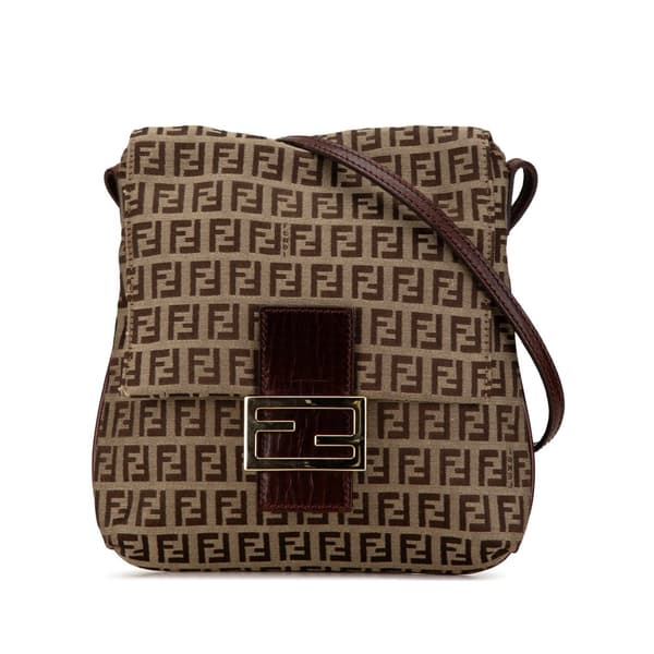 Pre-owned Fendi Zucchino Canvas Crossbody Brown