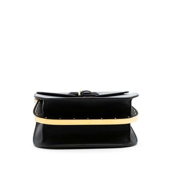 Pre-owned Dior Medium Calfskin Bobby Frame Flap Black