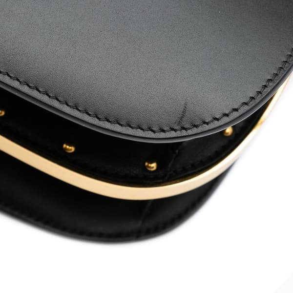 Pre-owned Dior Medium Calfskin Bobby Frame Flap Black