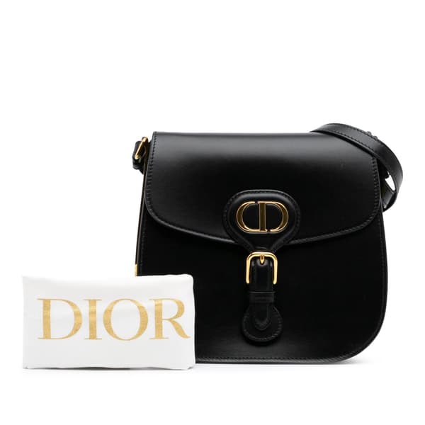 Pre-owned Dior Medium Calfskin Bobby Frame Flap Black