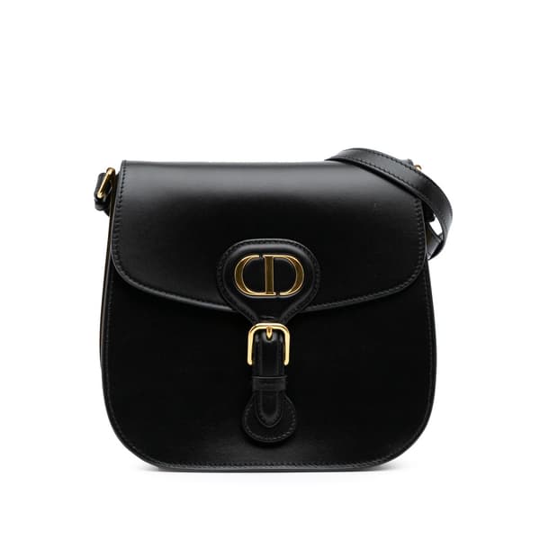 Pre-owned Dior Medium Calfskin Bobby Frame Flap Black