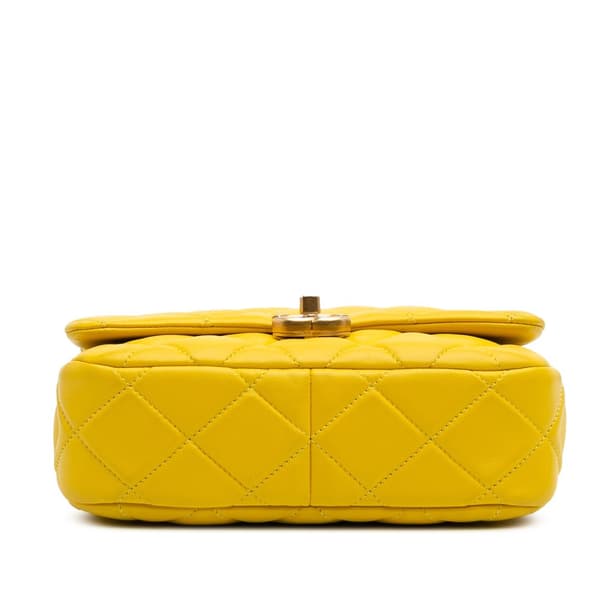 Pre-owned Chanel Small Quilted Lambskin Candy Chain Flap Yellow