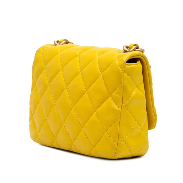 Pre-owned Chanel Small Quilted Lambskin Candy Chain Flap Yellow