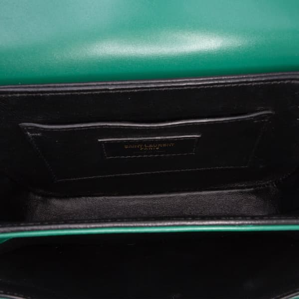 Pre-owned Saint Laurent Small Calfskin Solferino Satchel In Box Green