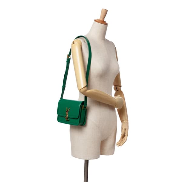 Pre-owned Saint Laurent Small Calfskin Solferino Satchel In Box Green