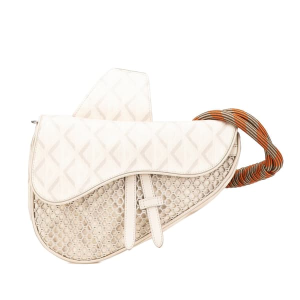 Pre-owned Dior Coated Canvas CD Diamond Nautic Saddle Crossbody Brown