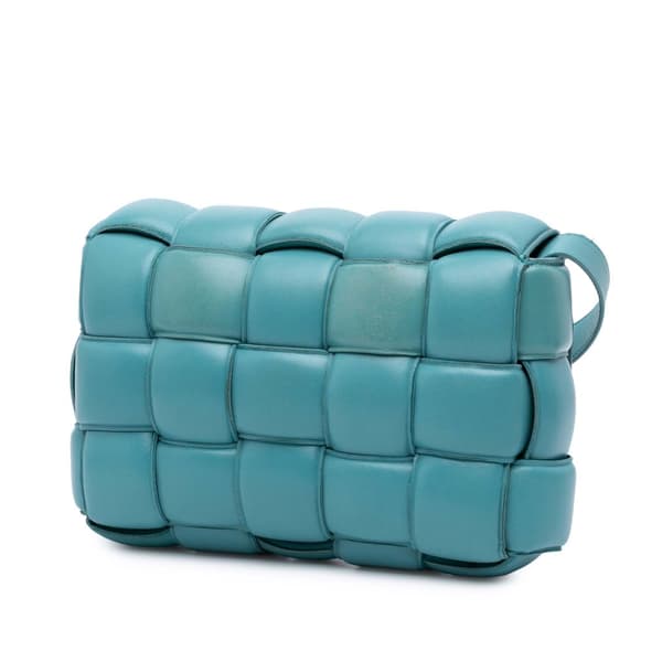 Pre-owned Bottega Veneta Nappa Intrecciato Padded Cassette Crossbody Blue