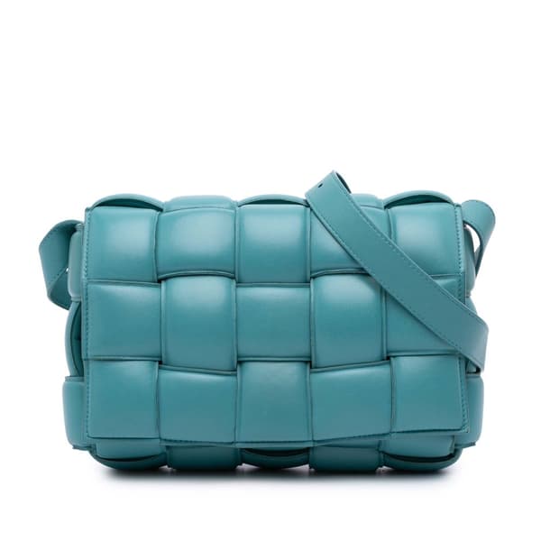 Pre-owned Bottega Veneta Nappa Intrecciato Padded Cassette Crossbody Blue