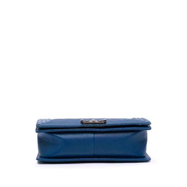 Pre-owned Chanel Old Medium Quilted Caviar Boy Flap Blue